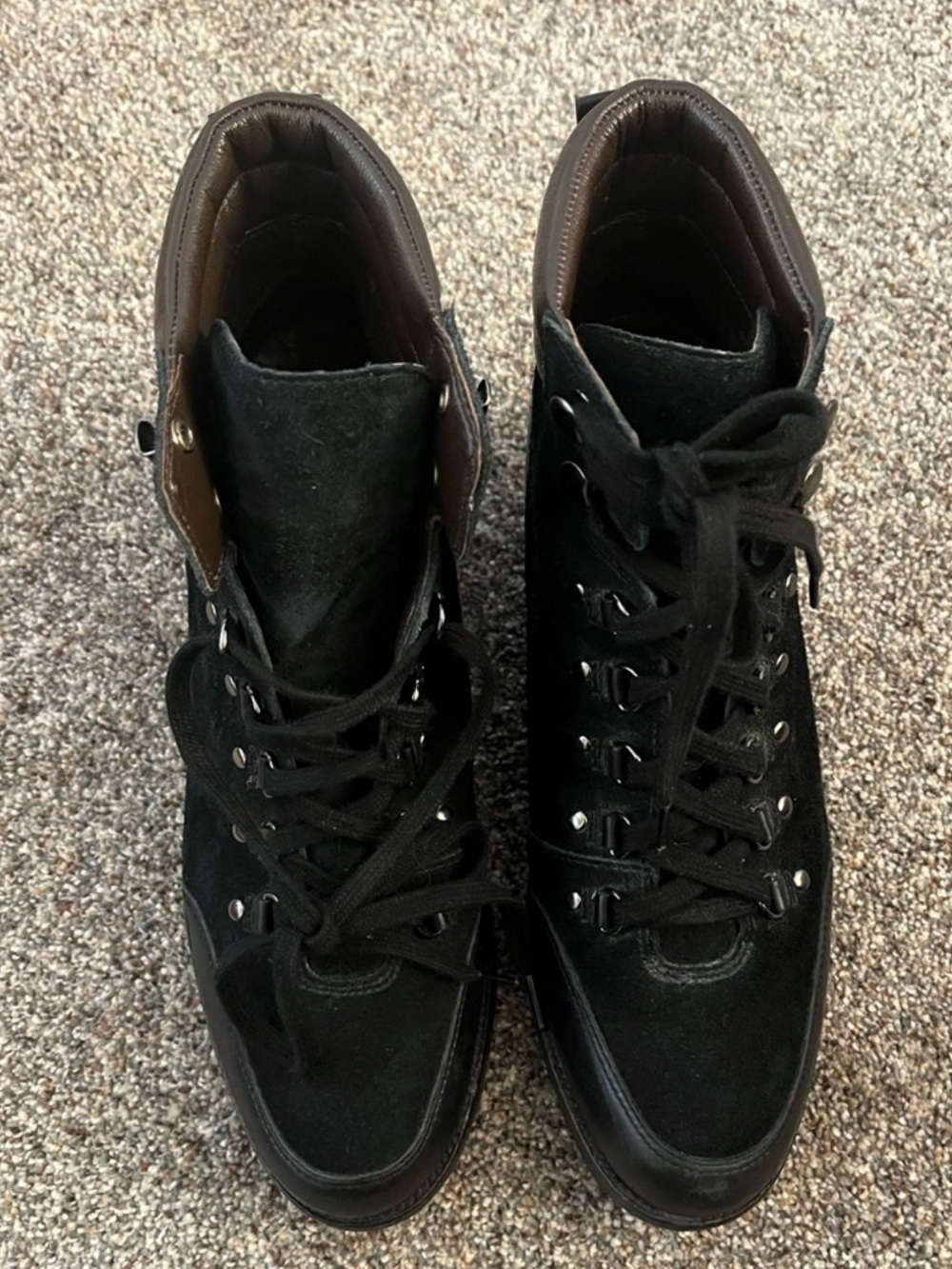Cole Haan Black Suede Lace-Up Ankle Boots